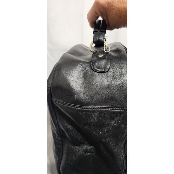 Vintage Rak Gear Black Leather Mulitpocket Unisex Backpack EUC main image 5